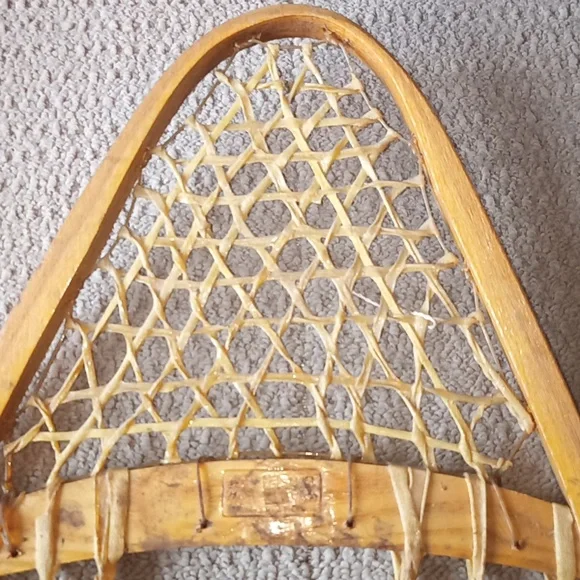Vintage Kabir Kouba Wood & Rawhide Snowshoes W/ Leather Bindings 48 x 14